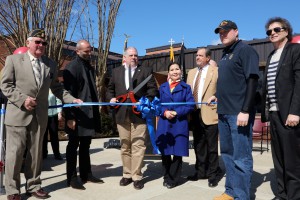 Governor Larry Hogan was joined by First Lady Yumi Hogan and Veterans Affairs Secretary George Owing for the ribbon cutting ceremony for the new roof installed on the home.