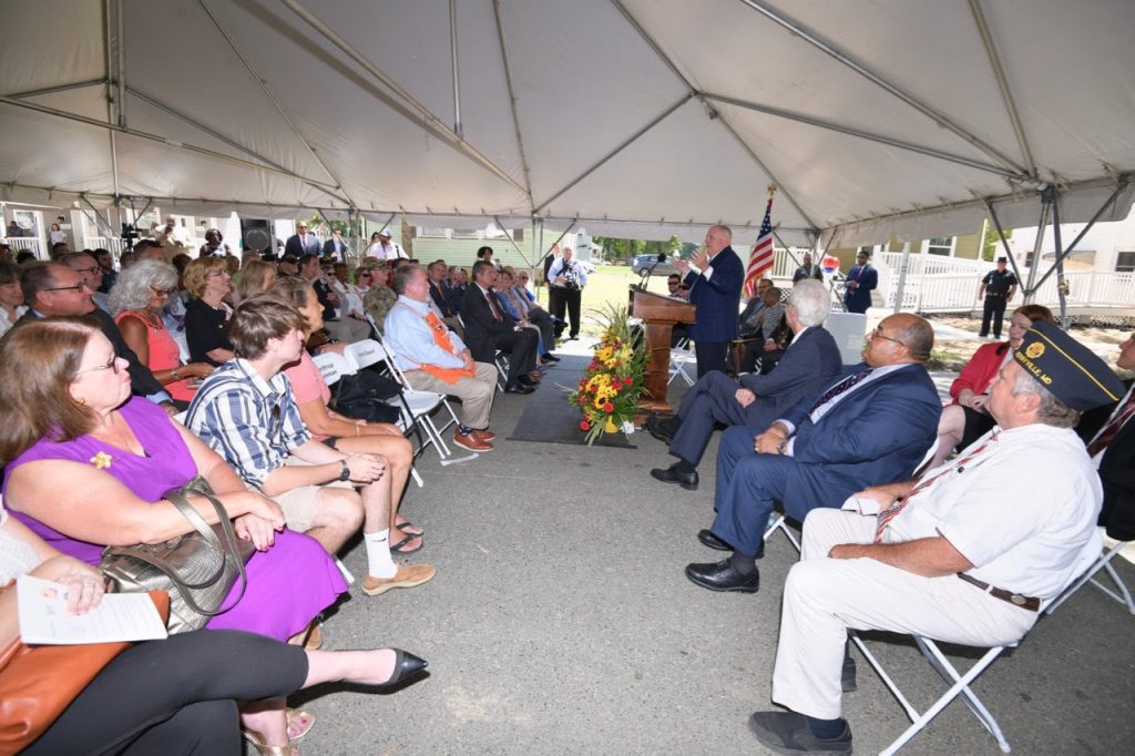 Governor Larry Hogan gives remarks at the ribbon cutting for HELP Veterans Village.