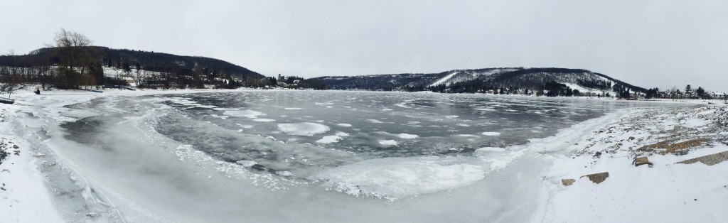 Deep Creek Lake frozen over 