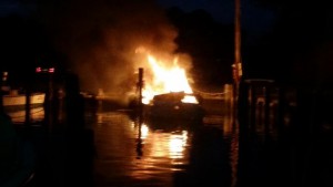 Photo of the boat in flames