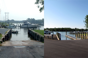 Oak Creek before (left) and after right); staff photos