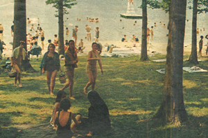 Photo of: Visitors on the lawn near the lake in 1967 
