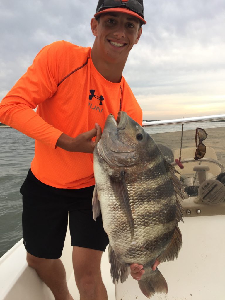 Photo of Sykesville resident Robert Martin with the record sheepshead he caught in the Atlantic Ocean,