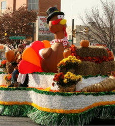 Photo of a Thanksgiving Turkey parade float