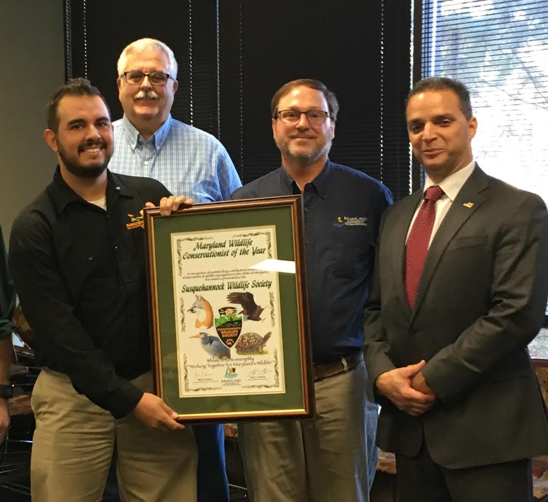 Photo of Susquehannock Wildlife Society members receiving Conservationist of the Year award