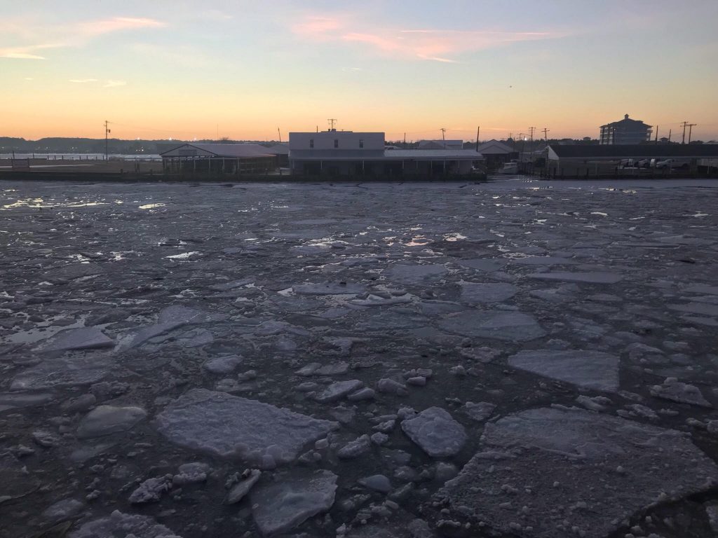 Photo of ice in Tangier Sound