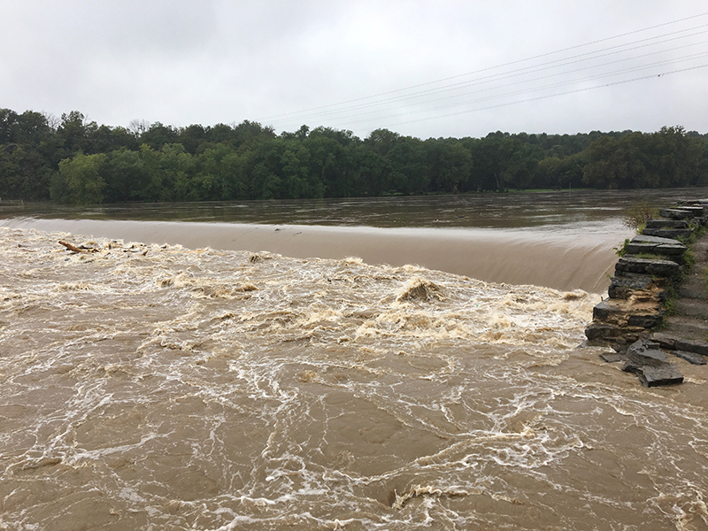 Photo of high water and debris in the Upper Potomac River.