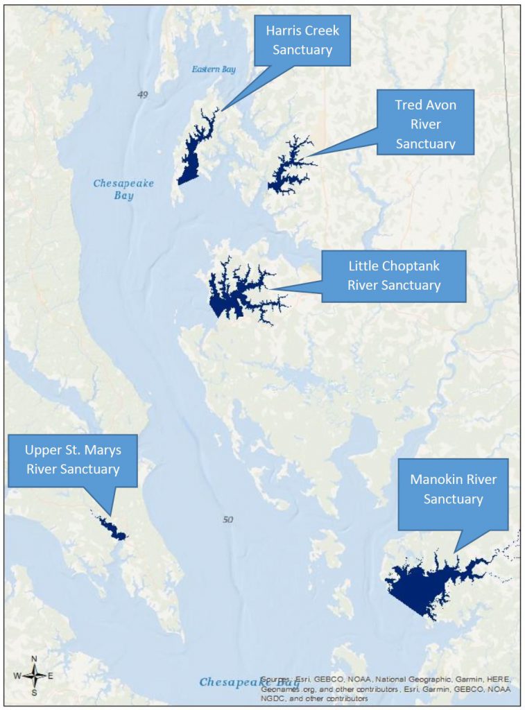 Map of oyster sanctuary locations