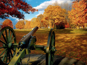 Cannon and fall foliage at Antietam Battlefield