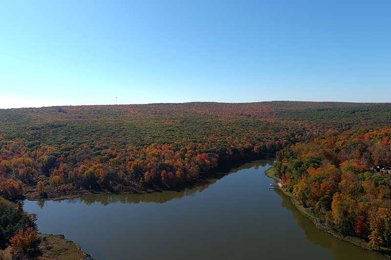 Fall colors across a mountain range in Western Maryland