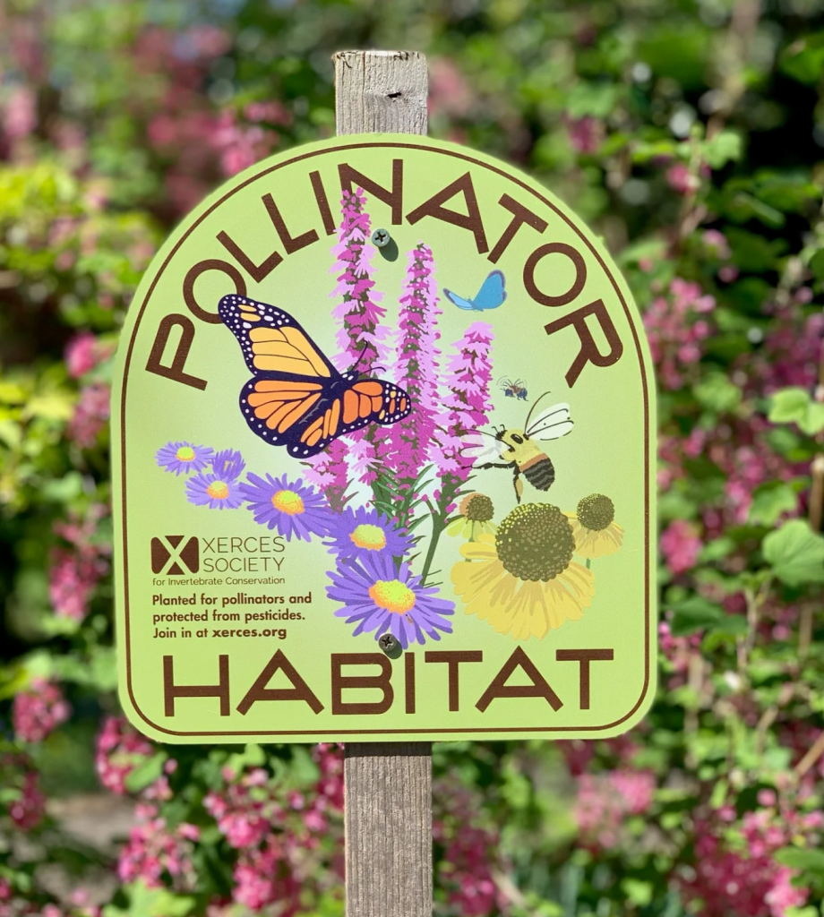 Photo of Xerces pollinator habitat sign