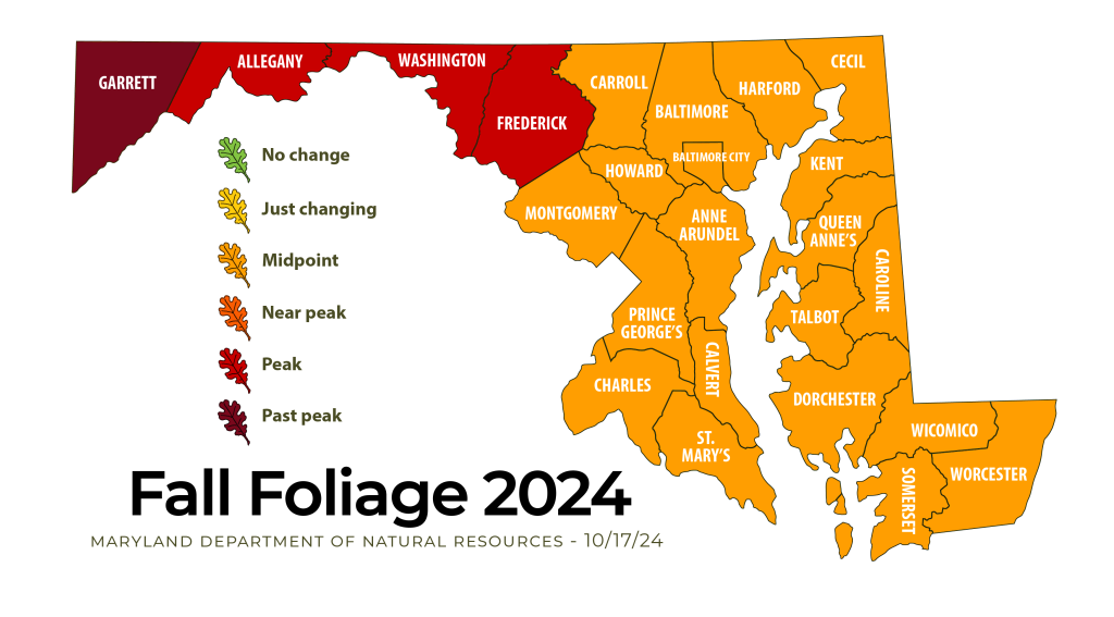 Fall Foliage map for 10-17-2024