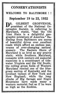 Text from a 1932 magazine: "the Old Line State is a delightful geographic America in Miniature,