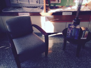 Furniture in the lobby of Northwood Elementary School which was donated by the Maryland Department of Public Safety and Correctional Services