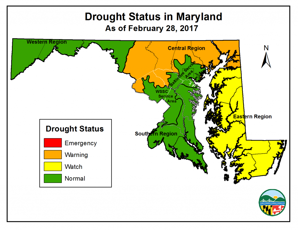 Drought Status in Maryland as of February 28, 2017