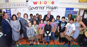 Maryland Schools Superintendent Karen Salmon joins Governor Larry Hogan to visit Woodbridge Elementary School in Baltimore County. 