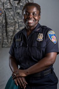 Staff Sgt. Verlillian Githara, 104th Area Support Medical Company food service specialist, serves with the Baltimore City Police Department as a detective. (Photo by Sgt. 1st Class Thaddeus Harrington, Maryland National Guard Public Affairs Office)