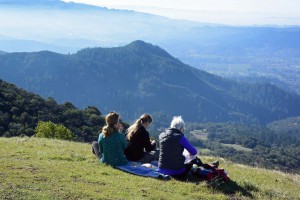 Hikers taking a lunch break on Sugarloaf Mountain in California