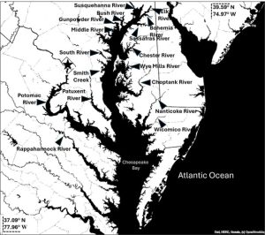 Map of sites where scientific study was done.