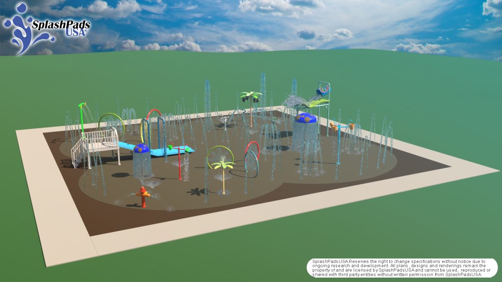 Artists rendering of a splash pad in a park
