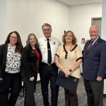 From Left to Right: Christy Collins, Maryland 9-1-1 Board Executive Director; Tammy Price, Maryland 9-1-1 Board Vice Chair; Scott Haas, Maryland 9-1-1 Board Chair; Susan Greentree, 2026 Steve Souder Lifetime Achievement Award Recipient; Russ Strickland, Maryland Sec. of Emergency Management.
