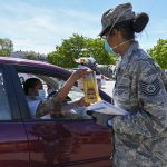 Maryland Air National Guard and Baltimore County Executive Pass Out Groceries in the Community